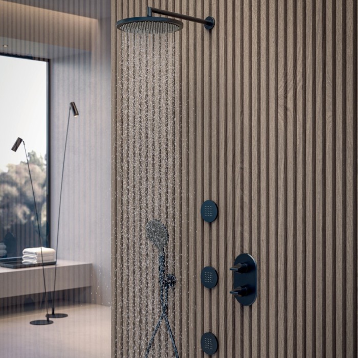 Bossini верхний душ 280 мм, с настенным кронштейном 400 мм, apice, серый арт. h70430i.045