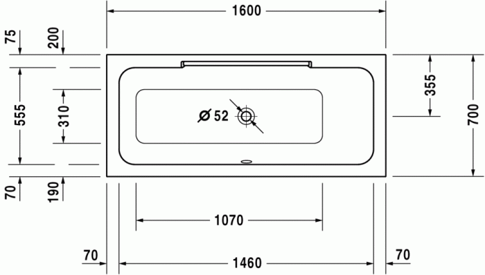 Duravit акриловая встраиваемая ванна 1600 х 700, durastyle, 700293000000000 цвет: белый