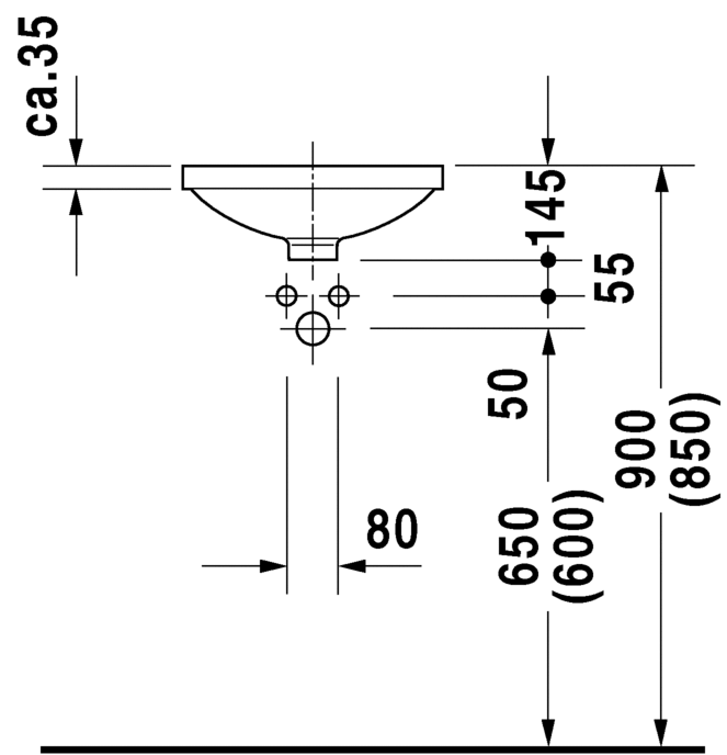 Duravit раковина встраиваемая снизу 40х40 см, architec, 0319370000 цвет: белый