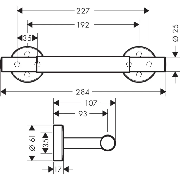 Hansgrohe поручень для ног 28,4 см, Unica, хром арт. 26329000