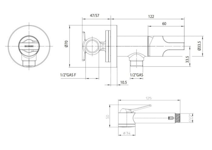 Bossini комплект гигиенический с механическим смесителем с лейкой и шлангом, paloma apice, черный арт. e34002b.073