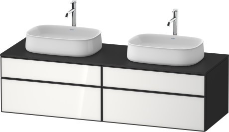 Duravit тумба подвесная под две раковины 550 мм х 1600 мм х 442 мм, zencha, ze4825b64800000 цвет: белое стекло/графит суперматовый