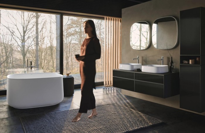 Duravit тумба подвесная под две раковины 550 мм х 1600 мм х 442 мм, zencha, ze4825b64800000 цвет: белое стекло/графит суперматовый