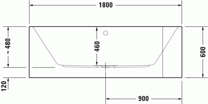 Duravit акриловая ванна happy d2 plus 1800 х 800 c двумя наклонами для спины, happy d.2 plus, 700449800000000 цвет: белый/графит супер матовый
