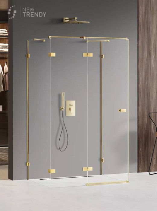 Душевое ограждение shine l 90x120x200, New trendy Avexa gold, золото арт. EXK-2105