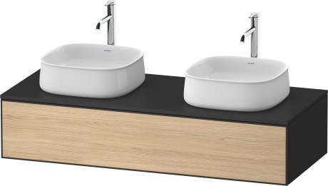 Duravit тумба подвесная под две раковины 550 мм х 1300 мм х 281 мм, zencha, ze4813b30800000 цвет: натуральный дуб/графит суперматовый