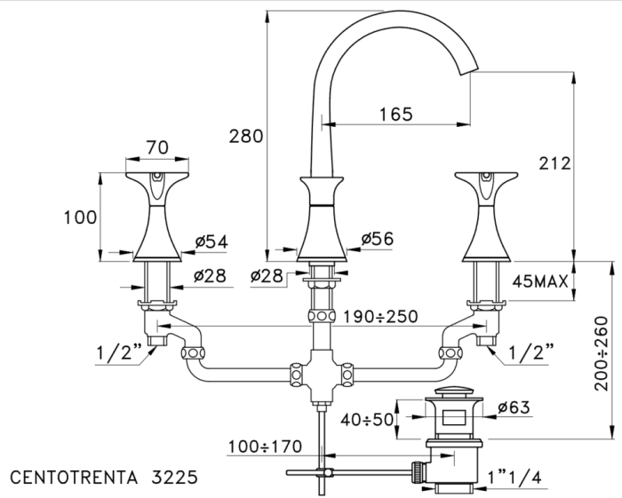Stella смеситель для раковины, 130, хром арт. ct00015cr00