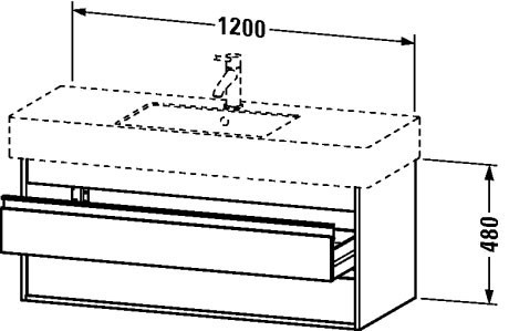 Duravit тумба подвесная под раковину с двумя выдвижными ящиками, ketho, kt 6642 43 цвет: базальт матовый