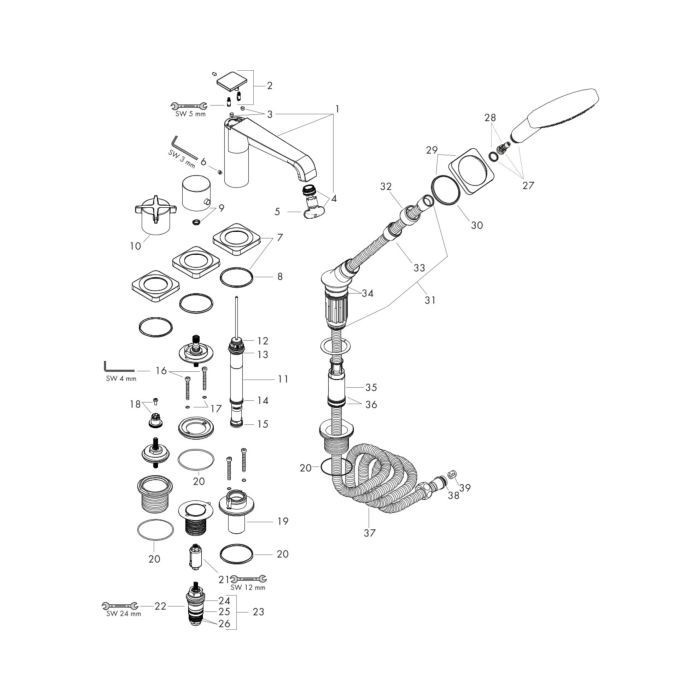 AXOR термостат на край ванны, Citterio E, черный арт. 36410340