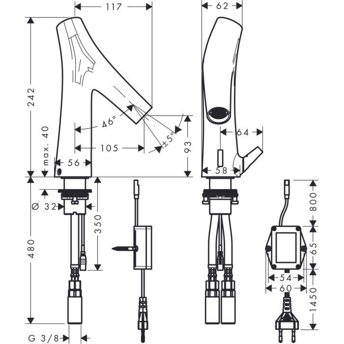 AXOR электронный смеситель для раковины, Starck Organic, золото арт. 12173990