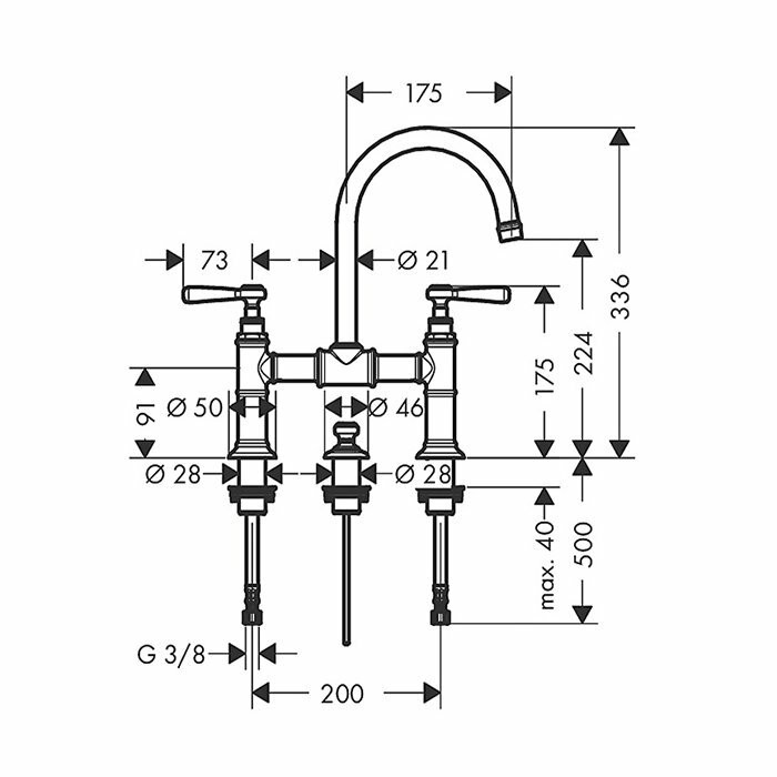 AXOR смеситель для раковины, Montreux, золото арт. 16511990