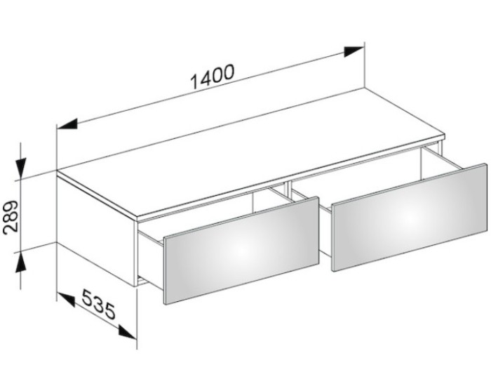 Keuco тумба боковая подвесная с двумя выдвижными ящиками, edition 400, грецкий орех арт. 31765 680001