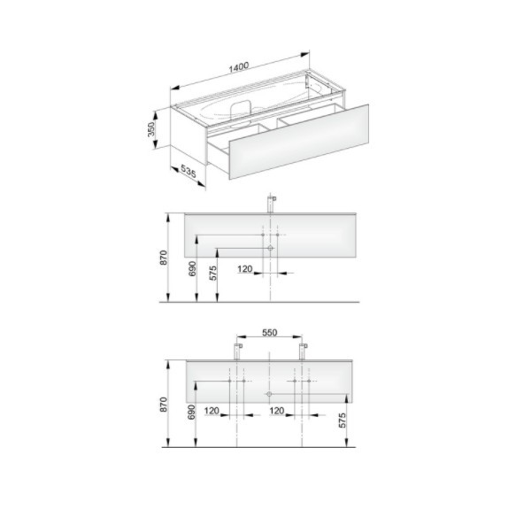 Keuco тумба подвесная под раковину с одним выдвижным фронтом, с внутренней светодиодной подсветкой, edition 11, черный арт. 31361 330100