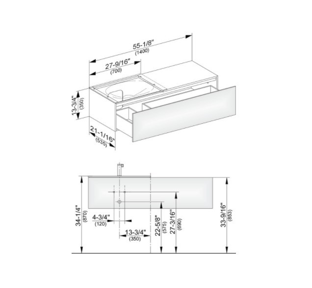 Keuco тумба подвесная под раковину слева с одним выдвижным фронтом, edition 11, трюфель арт. 31165 140000
