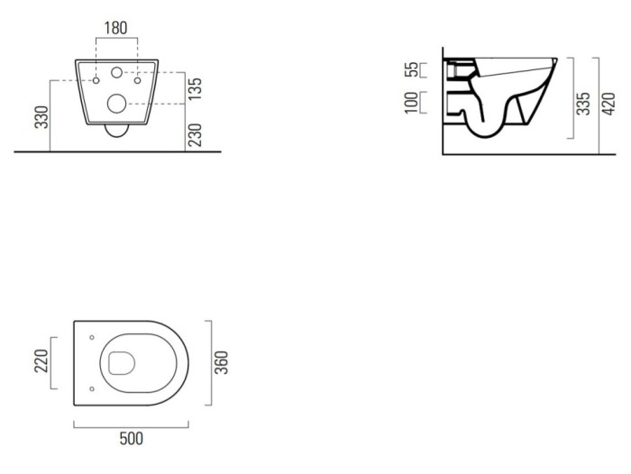 GSI Подвесной унитаз 36х50 см, swirlflush, без крепежа в комплекте, безободковый, без сиденья, тихий смыв, Norm - 861611