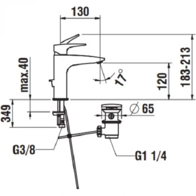 LAUFEN однорычажный смеситель для раковины фиксированный излив 106 мм, LAURIN - 3.1120.1.004.121.1