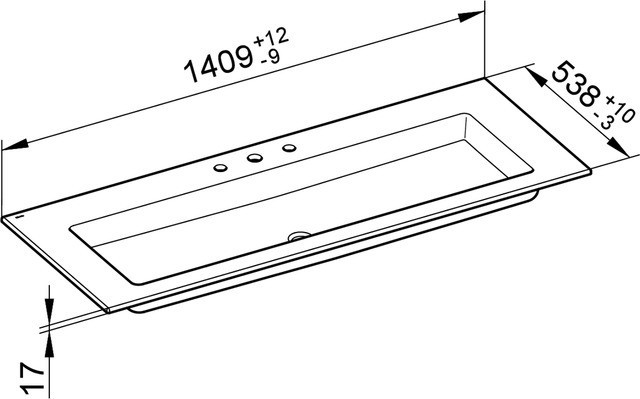 Keuco раковина подвесная встраиваемая с 3 отверстиями под смеситель, со сливом-переливом, royal 60, белый арт. 32160 311403