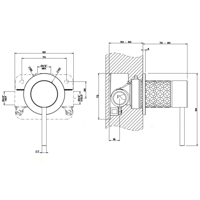 Gessi Встраиваемый однорычажный смеситель, картридж ?35мм,одна позиция, Intreccio, 54119#239 цвет: шлифованная сталь
