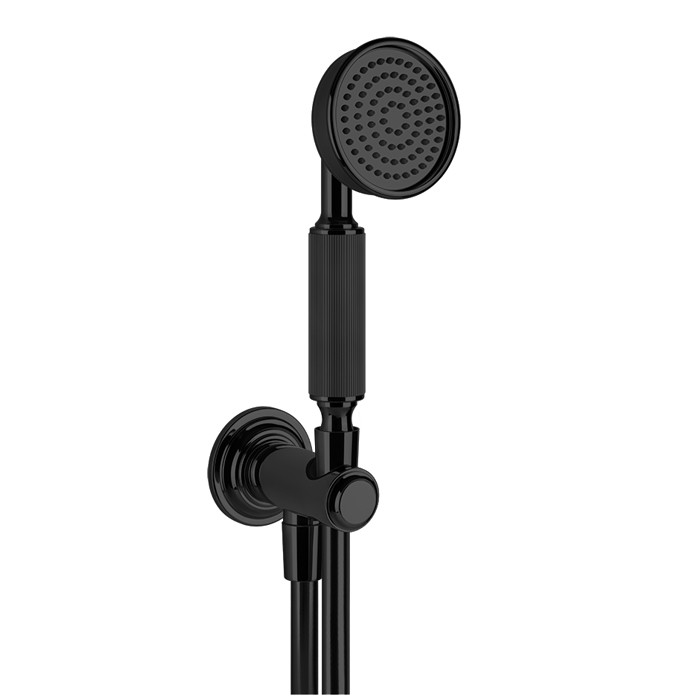 Gessi Комплект для душа с ручным душем, шлангом 1500 мм., держателем с подводом воды, Venti20, 65123#299 цвет: черный матовый