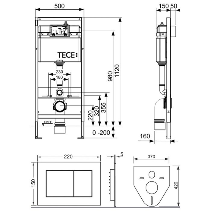 TECE инсталляция для подвесного унитаза k 400 403, - k400403
