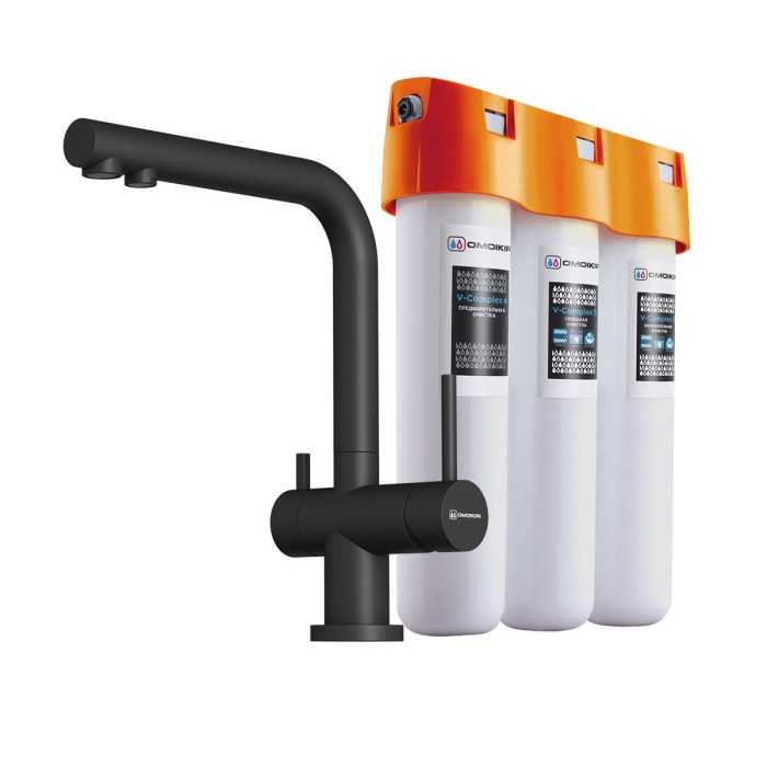 Omoikiri комплект смеситель+фильтр Nagano-BL-P + Pure drop Lite, черный арт. 4047.8028P