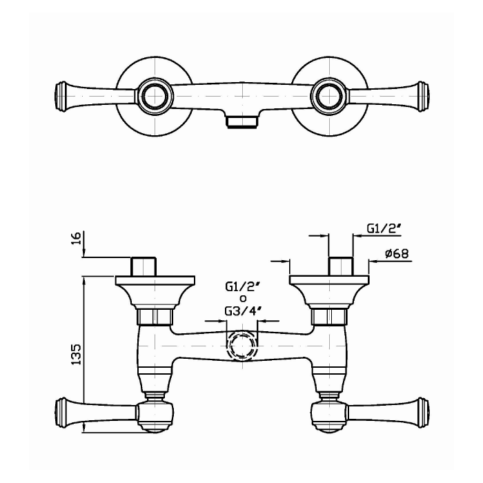 Zucchetti смеситель для душа с 3/4, agora classic, хром арт. zal055