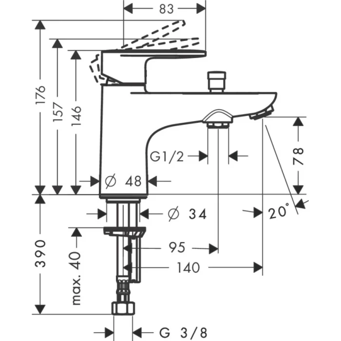 Hansgrohe смеситель на борт ванны, Vernis Blend, хром арт. 71446000