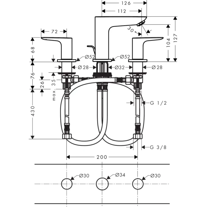 Hansgrohe смеситель для раковины с донным клапаном, Talis E, черный арт. 71733670