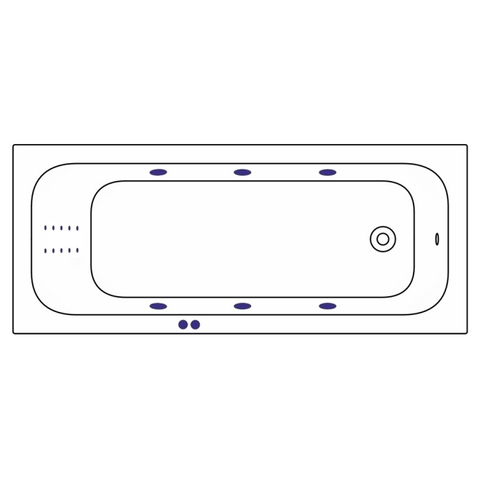 Ванна 180x75 line nano, Whitecross Vibe, хром арт. 0105.180075.100.LINENANO.CR