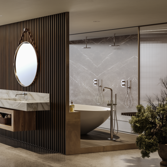 Bossini однорычажный напольный смеситель для ванны со шлангом 125 см и лейкой zen, teo, никель арт. z00751.094