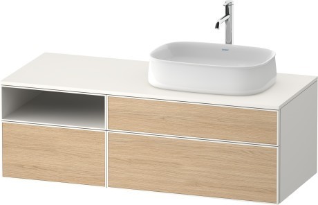 Duravit тумба подвесная с вырезом под раковину справа 550 мм х 1300 мм х 442 мм, zencha, ze4829030840000 цвет: натуральный дуб/белый суперматовый