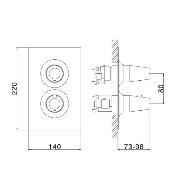 Cisal смеситель встраиваемый термостатический для душа 3 выхода vi0bt03021 vita, цвет: хром