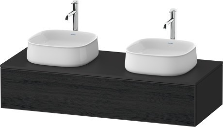 Duravit тумба подвесная под две раковины 550 мм х 1300 мм х 281 мм, zencha, ze4813b16800000 цвет: чёрное стекло/графит суперматовый