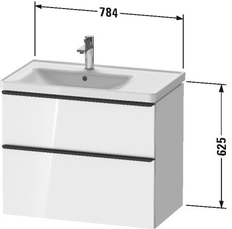 Duravit тумба подвесная под раковину 784 мм х 452 мм, d-neo, de435702121 цвет: орех темный