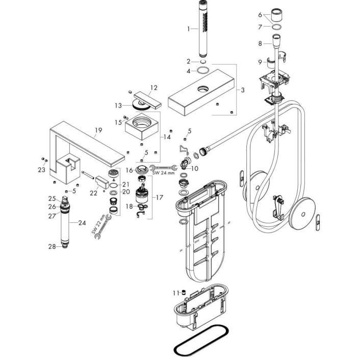 AXOR смеситель на край ванны, Edge, красное золото арт. 46430300