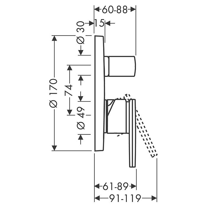 AXOR смеситель для ванны, скрытого монтажа, Citterio, сталь арт. 39457800
