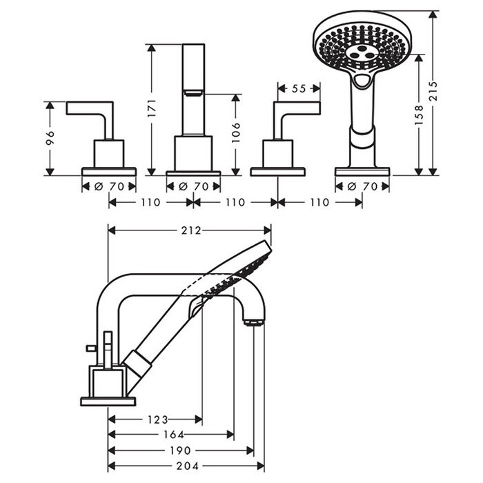 AXOR смеситель на край ванны, Citterio, хром арт. 39446000