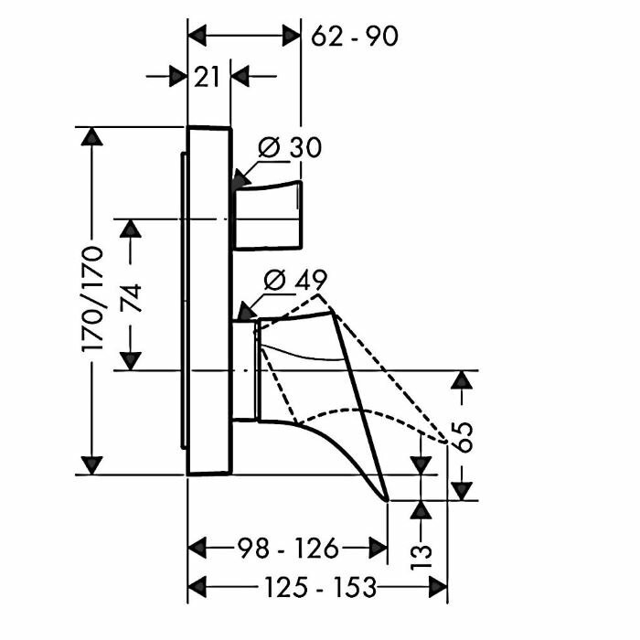 AXOR смеситель для ванны, Starck Organic, хром арт. 12416000