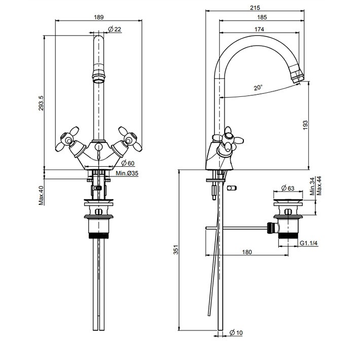 Fima Carlo Frattini cмеситель для раковины, на 1 отв., с донным клапаном, olivia, золото арт. f5021or