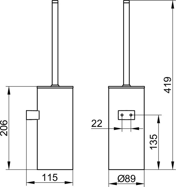 Keuco ершик для туалета, collection moll, черный, хром арт. 12769 010101