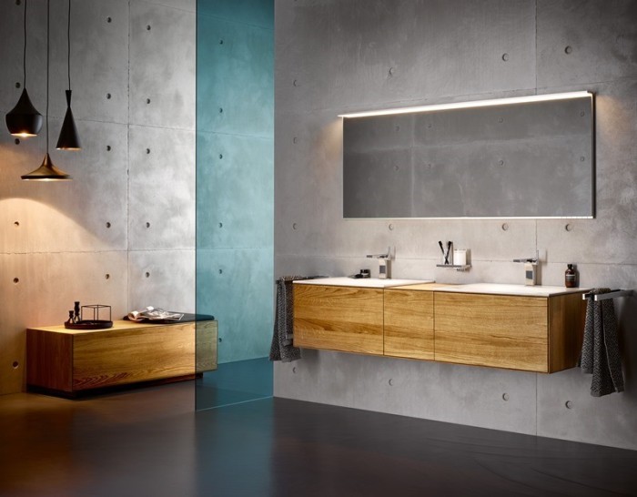 Keuco напольная тумба под умывальник, 1050х 800х535 мм отверстие слева 2 ящика фасад дуб, edition lignatur, арт. 33371 700123