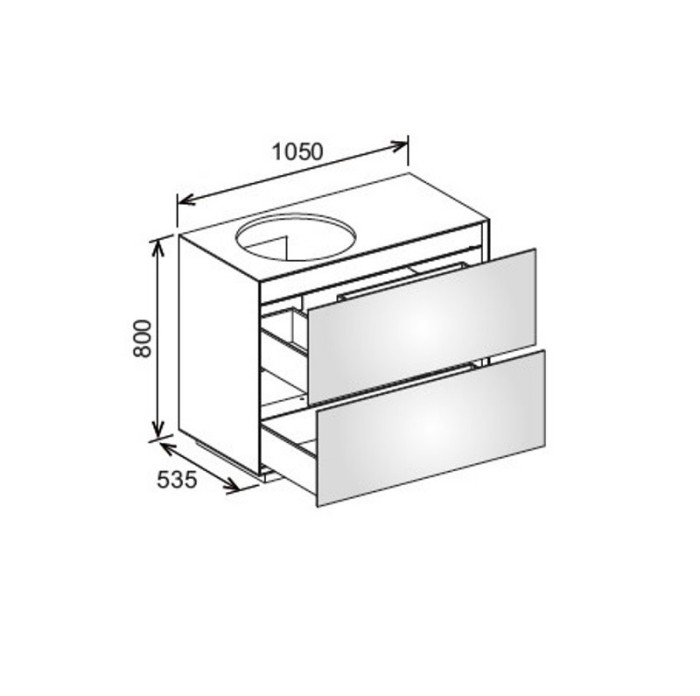 Keuco напольная тумба под умывальник, 1050х 800х535 мм отверстие слева 2 ящика фасад дуб, edition lignatur, арт. 33371 700123