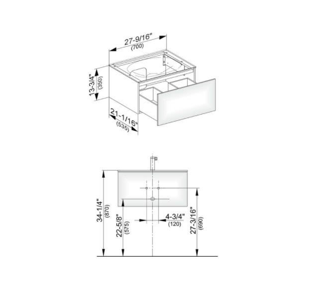 Keuco тумба подвесная под раковину с одним выдвижным фронтом, edition 11, черный арт. 31341 330000