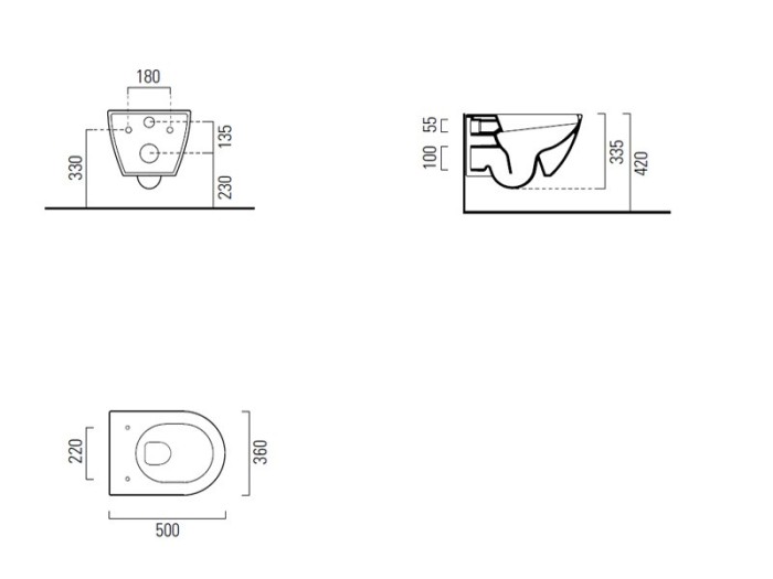 GSI Подвесной унитаз 36х50 см, swirlflush, без крепежа в комплекте, безободковый, без сиденья, тихий смыв, Pura - 881611