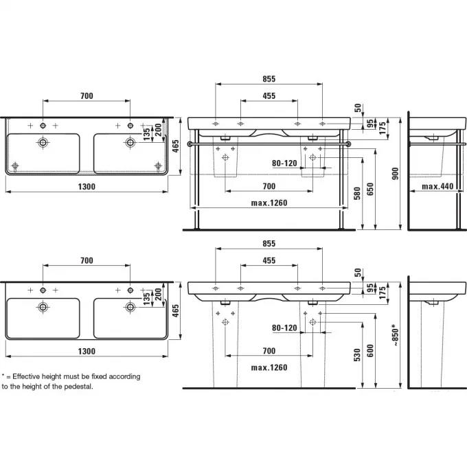 LAUFEN раковина подвесная 130x46, PRO S - 8.1470.7.000.104.1
