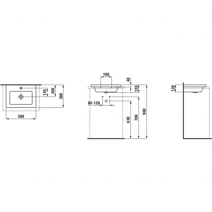 LAUFEN мини-раковина 50х38 см, встраиваемая сверху, LIVING - 8.1543.5.000.104.1