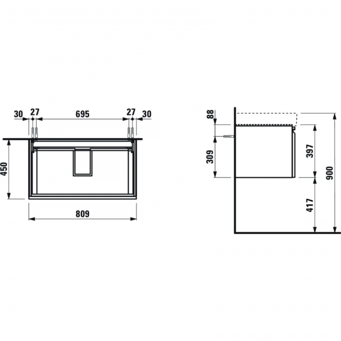 LAUFEN тумба под раковину 81x45, PRO S - 4.8350.2.096.475.1