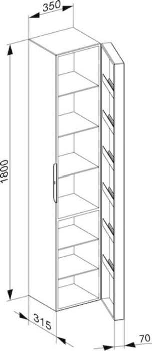 Keuco высокий шкаф-пенал петли справа, edition 300, арт. 30310 383802