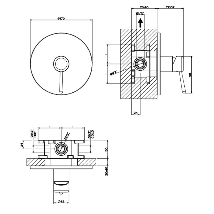 Gessi Встраиваемый однорычажный смеситель, Goccia, 44676#279 цвет: белый