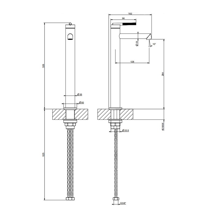 Gessi Смеситель для раковины высокий с коротким изливом. Без донного клапана, Ingranaggio, 63504#727 цвет: brushed brass pvd